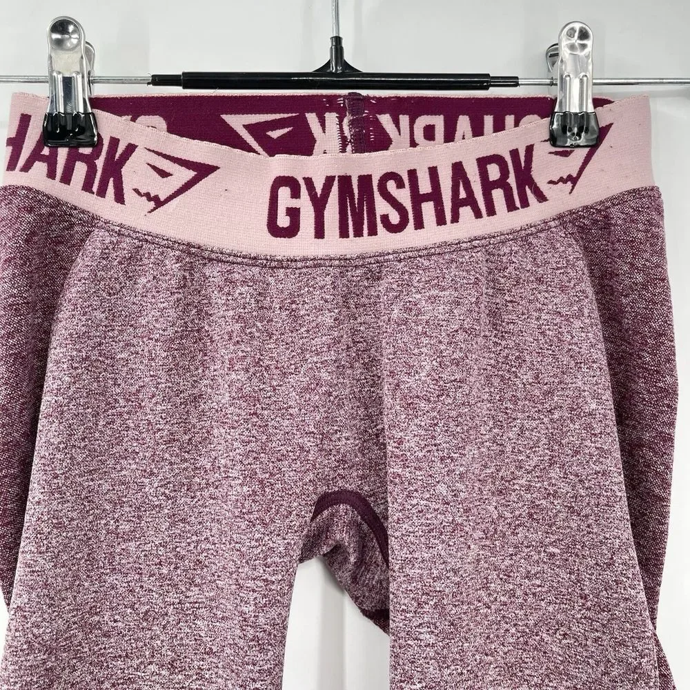 Gymshark XS Flex Leggings Women Burgundy Pink Marl Seamless Contouring Gym Pants